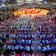 Worshippers attend a church service at the Living Faith Church, also known as the Winners’ Chapel just outside Lagos
